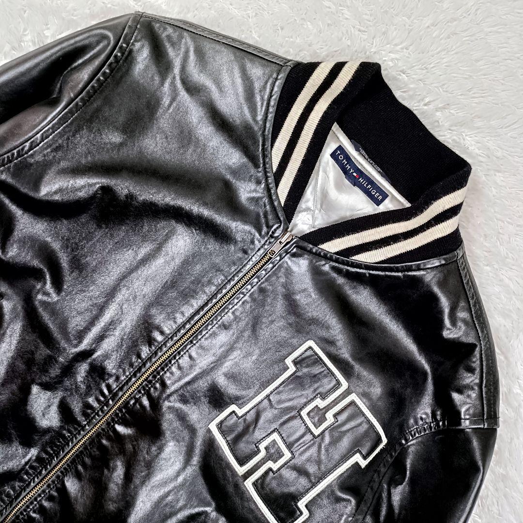 トミーヒルフィガー 牛革 オールレザー 中綿 キルティング スタジャン M