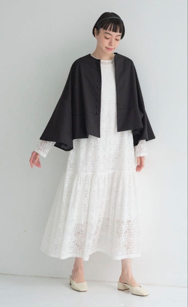 【Du noir】飾りボタンノーカラージャケット