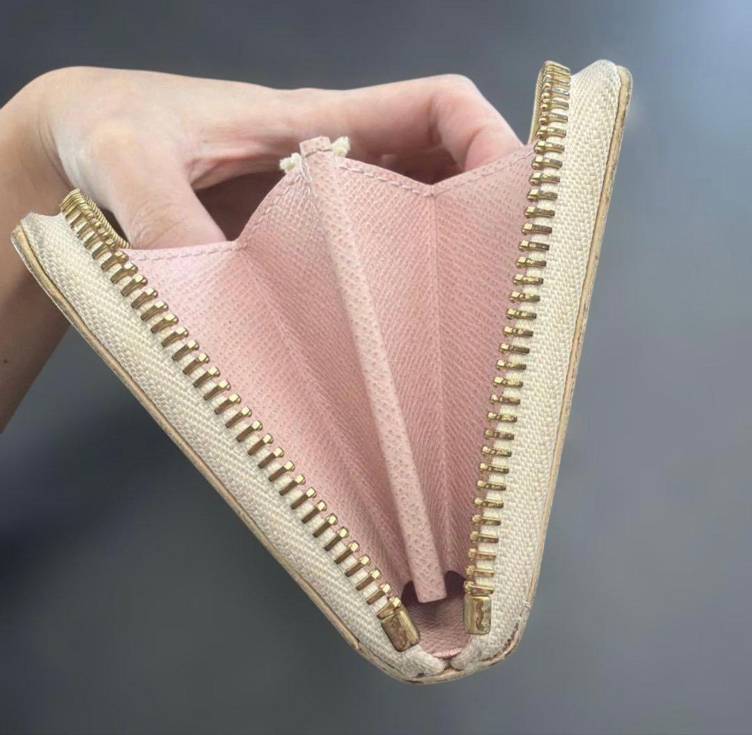 ルイヴィトン ダミエ アズール ポルトフォイユクレマンス ピンク 長財布