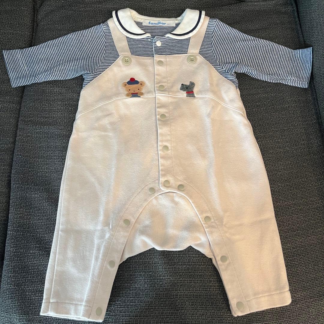 familiar ストライプロンパース　60cm 長袖ロンパース