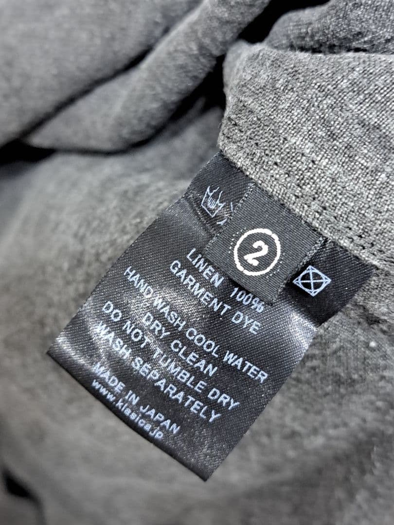 未使用　KLASICA　リネンシャツ　長袖　チャコールグレー