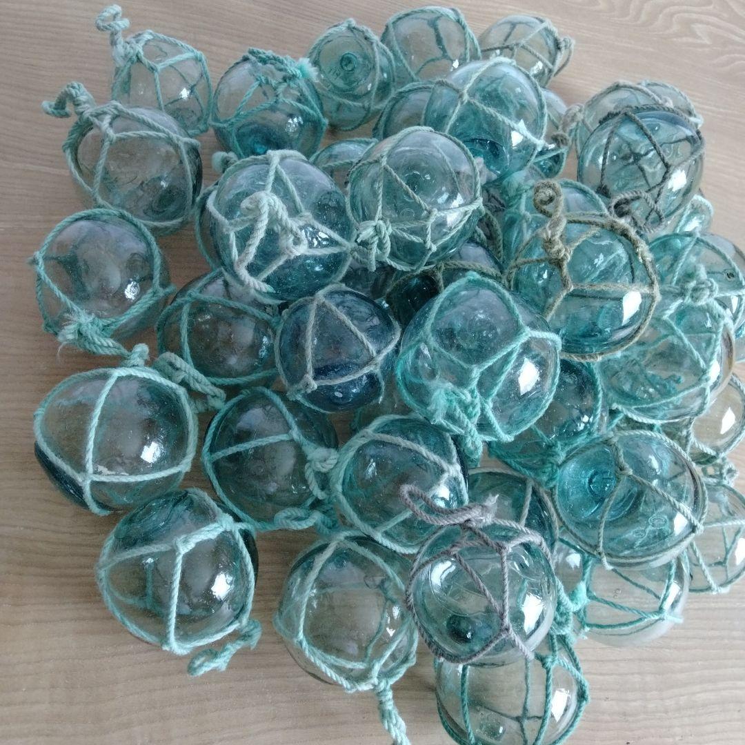 ガラス浮き球　浮き玉　ガラス玉　５０個セット　網紐付き