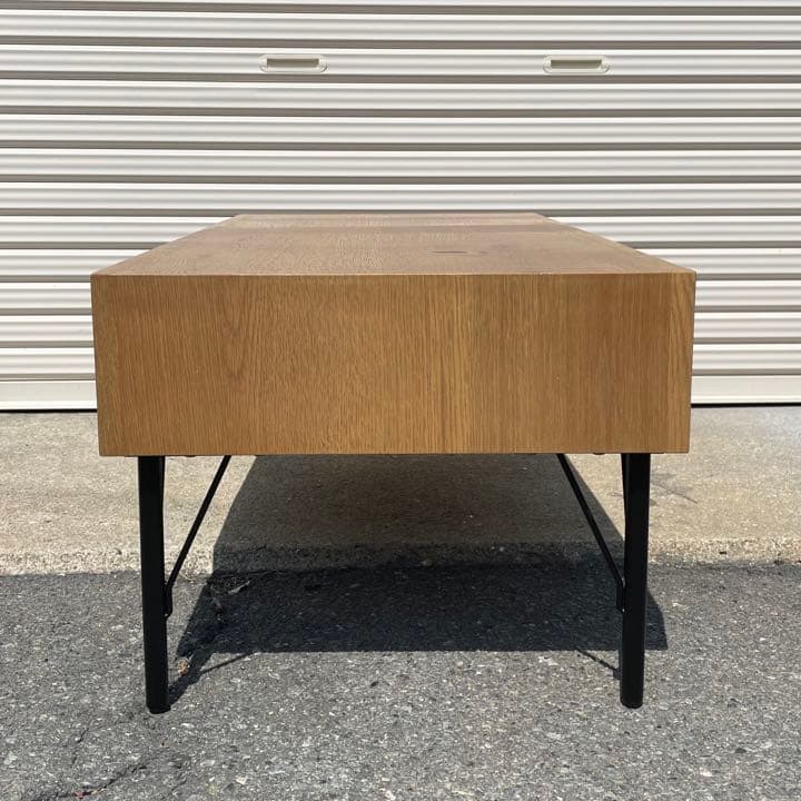 【福岡市内限定】天然木 ヴィンテージ風 ローテーブル 引き出し付き