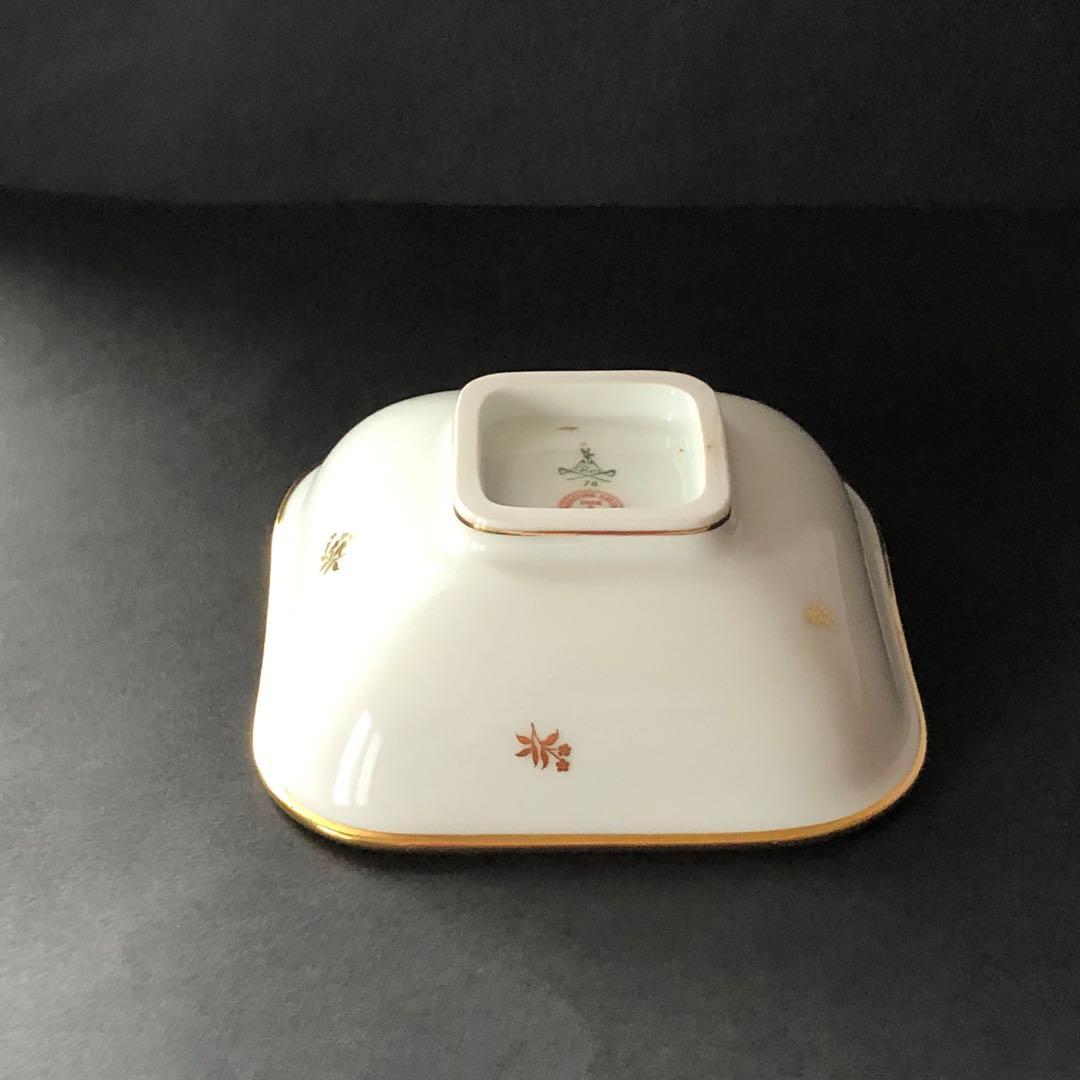 セーブル角形ディッシュ☆白磁金彩☆24K金彩小花紋様☆仏ヴィンテージ未使用