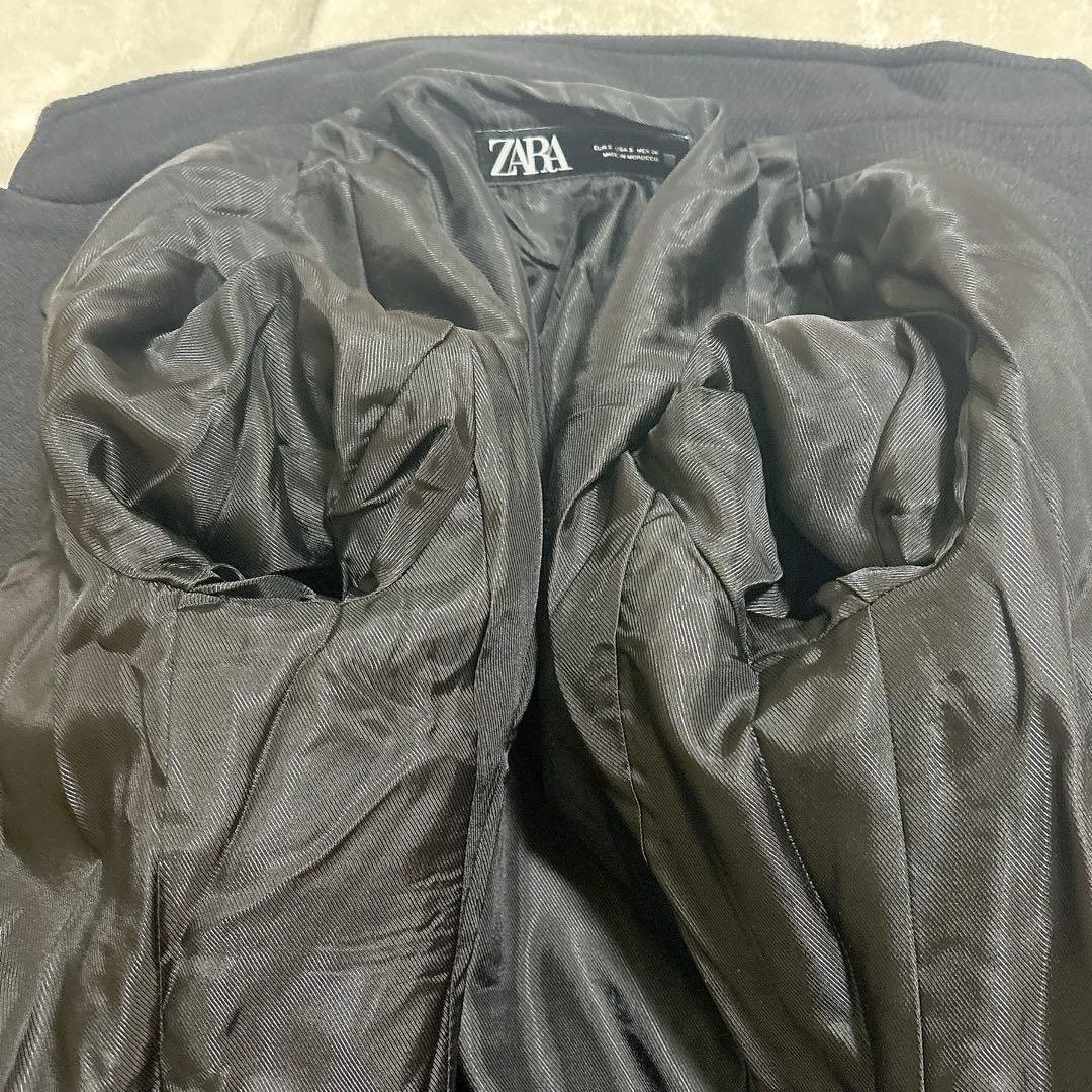 【美品】ZARA ダブルブレスト ナポレオンコート ウール ブラック S