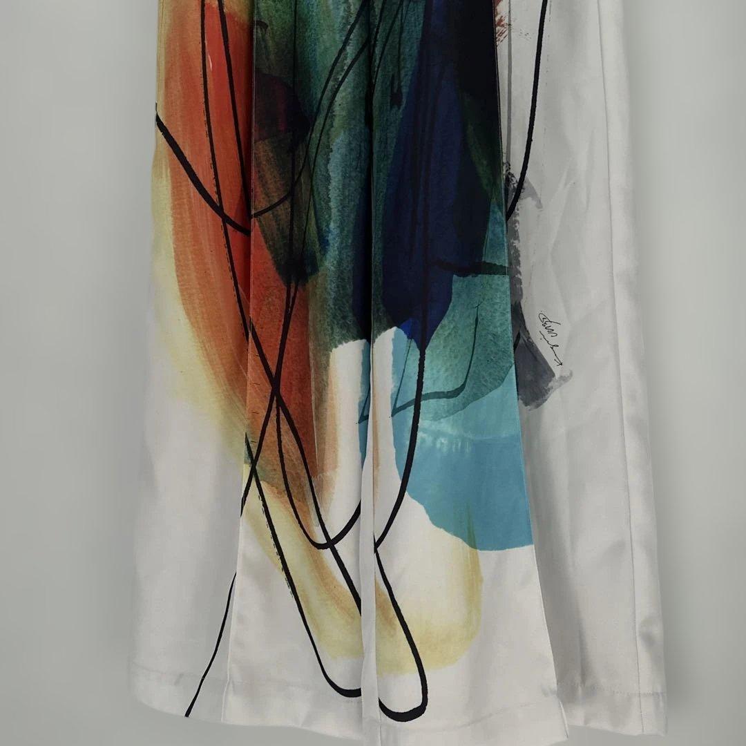 ラインアートプリント ワイドパンツ