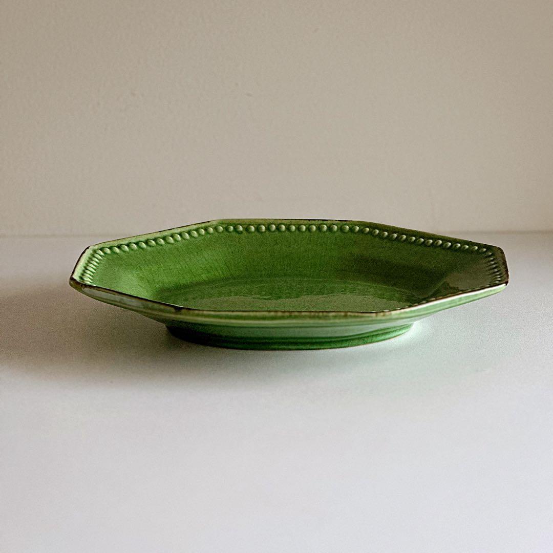 オクトゴナル ラヴィエ フランス 南仏陶器 緑釉 D