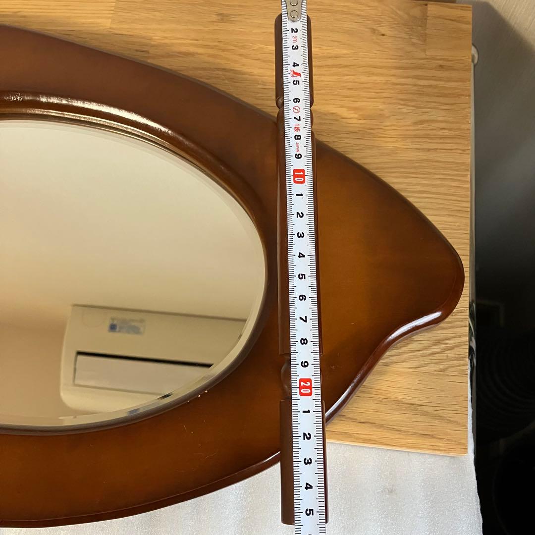 オウム型　壁掛け　木製　ミラー　鏡