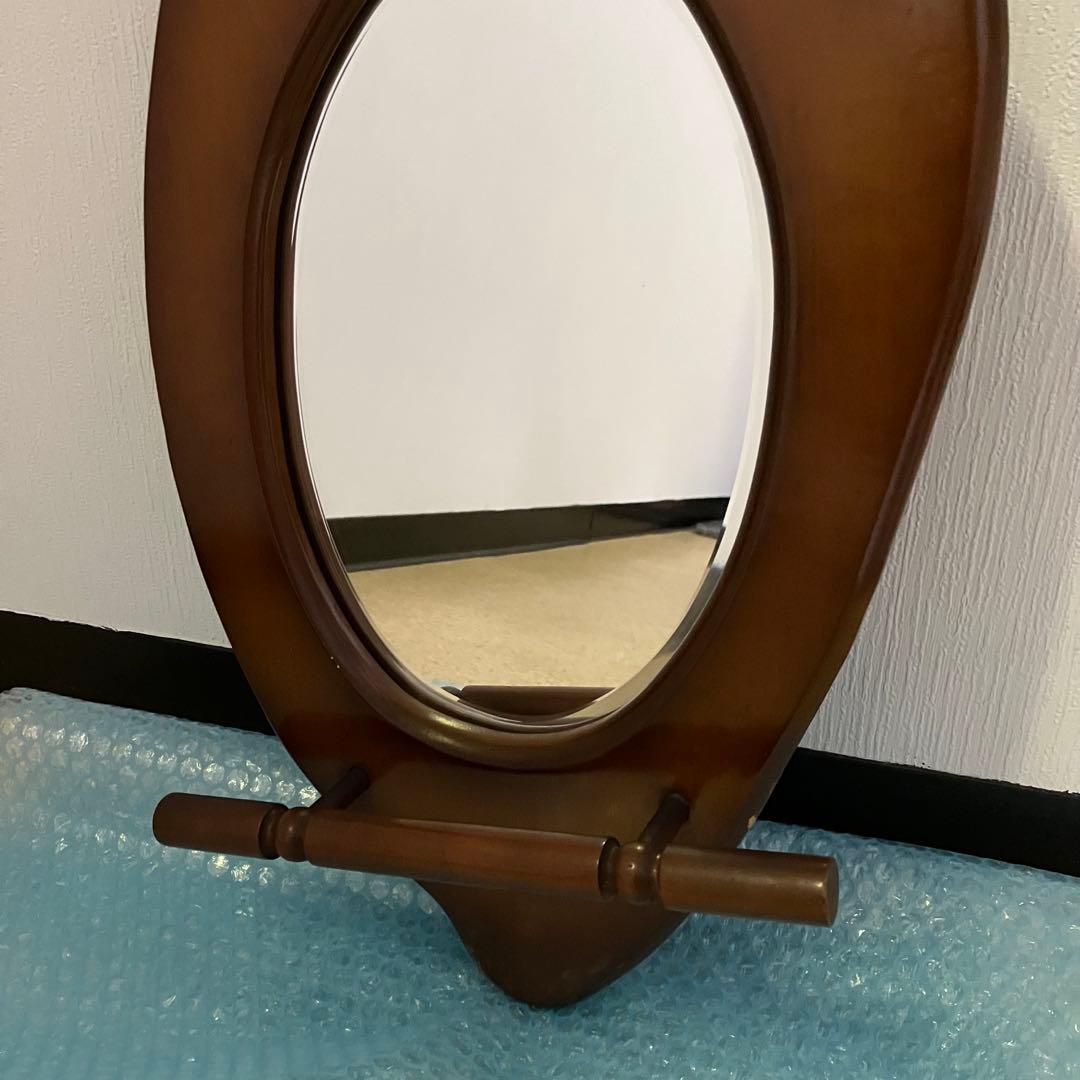 オウム型　壁掛け　木製　ミラー　鏡