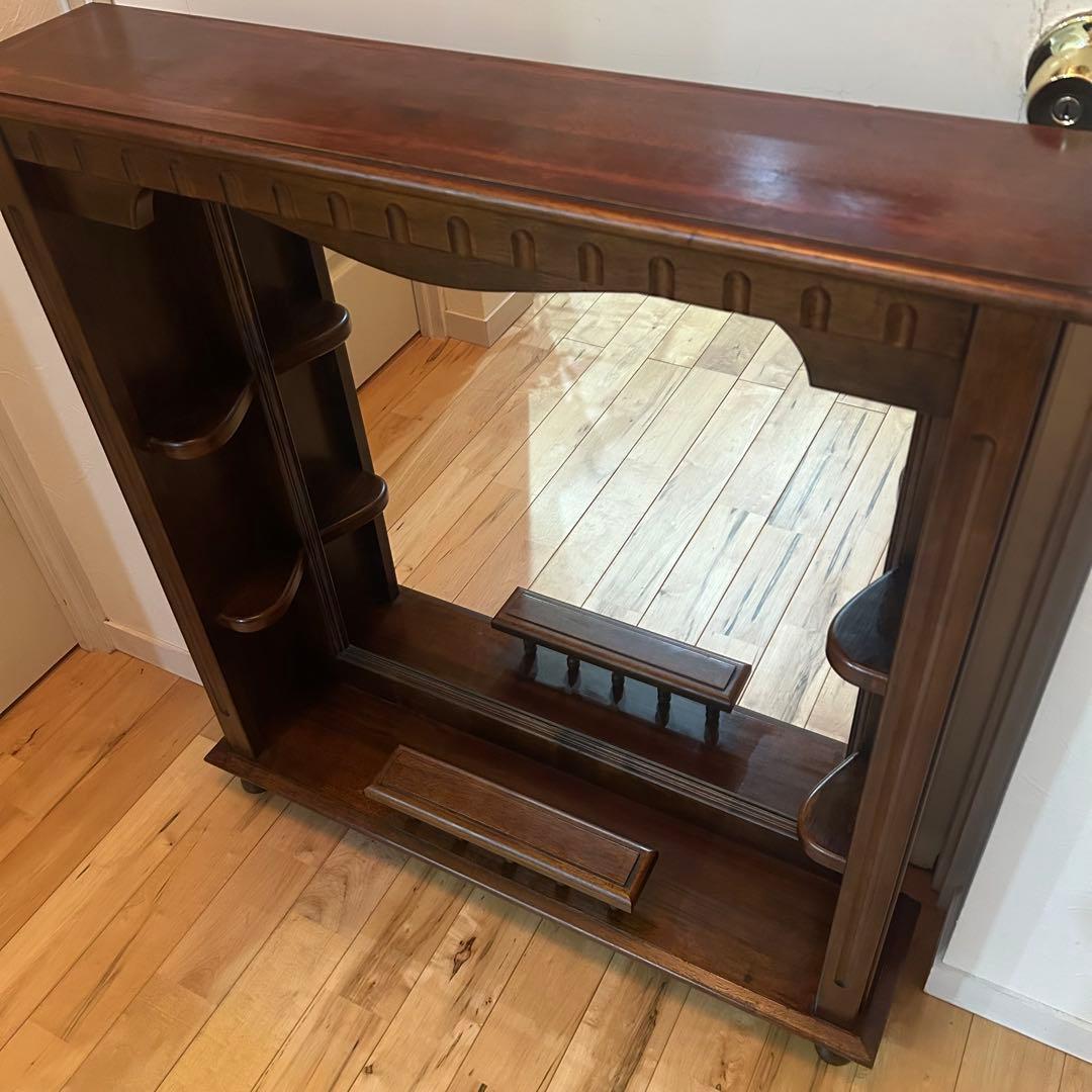 ☆シャドーボックス☆ ビンテージ 無垢材　木製　ミラー　鏡　ウォールミラー