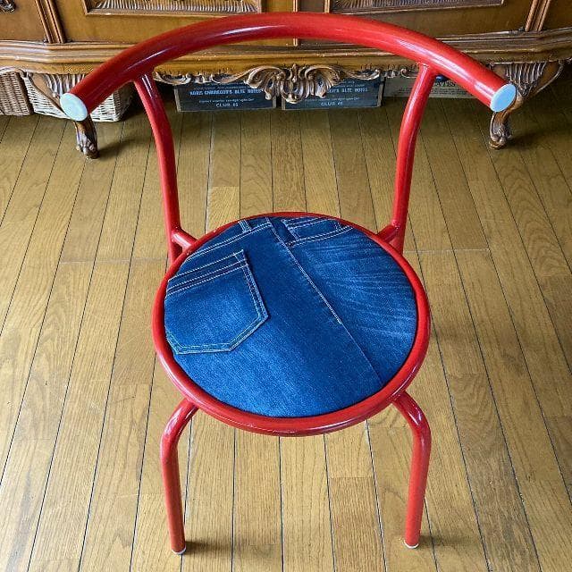 ヴィンテージ*CHITOSE チトセ*パイプ チェア1脚*デニムシート カスタム