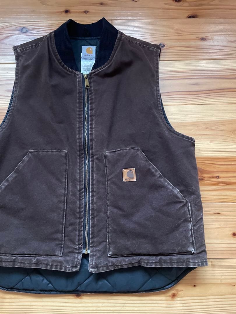 carhartt カーハート USA製 ダック ベスト ブラウン フェード 古着