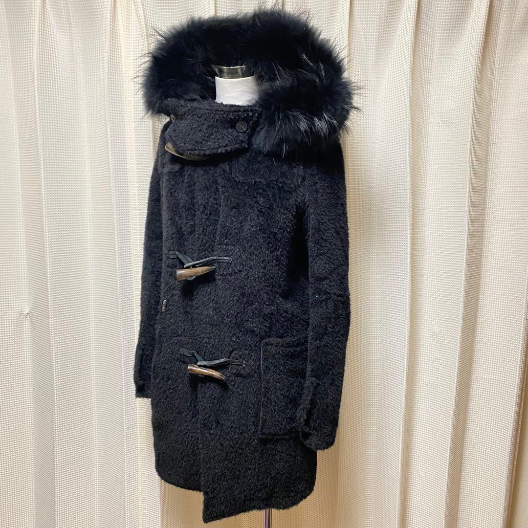 ルグランブルー ファー ダッフル コート 黒 メンズ１