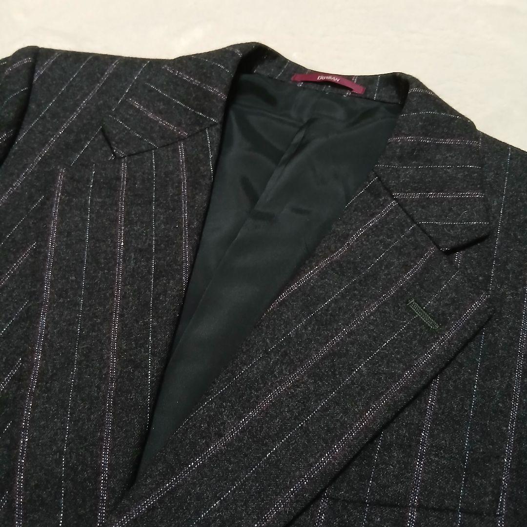 【美品】DURBAN ストライプ 3ピースウールセットアップスーツ ブラック