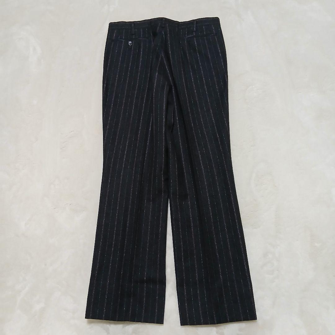 【美品】DURBAN ストライプ 3ピースウールセットアップスーツ ブラック