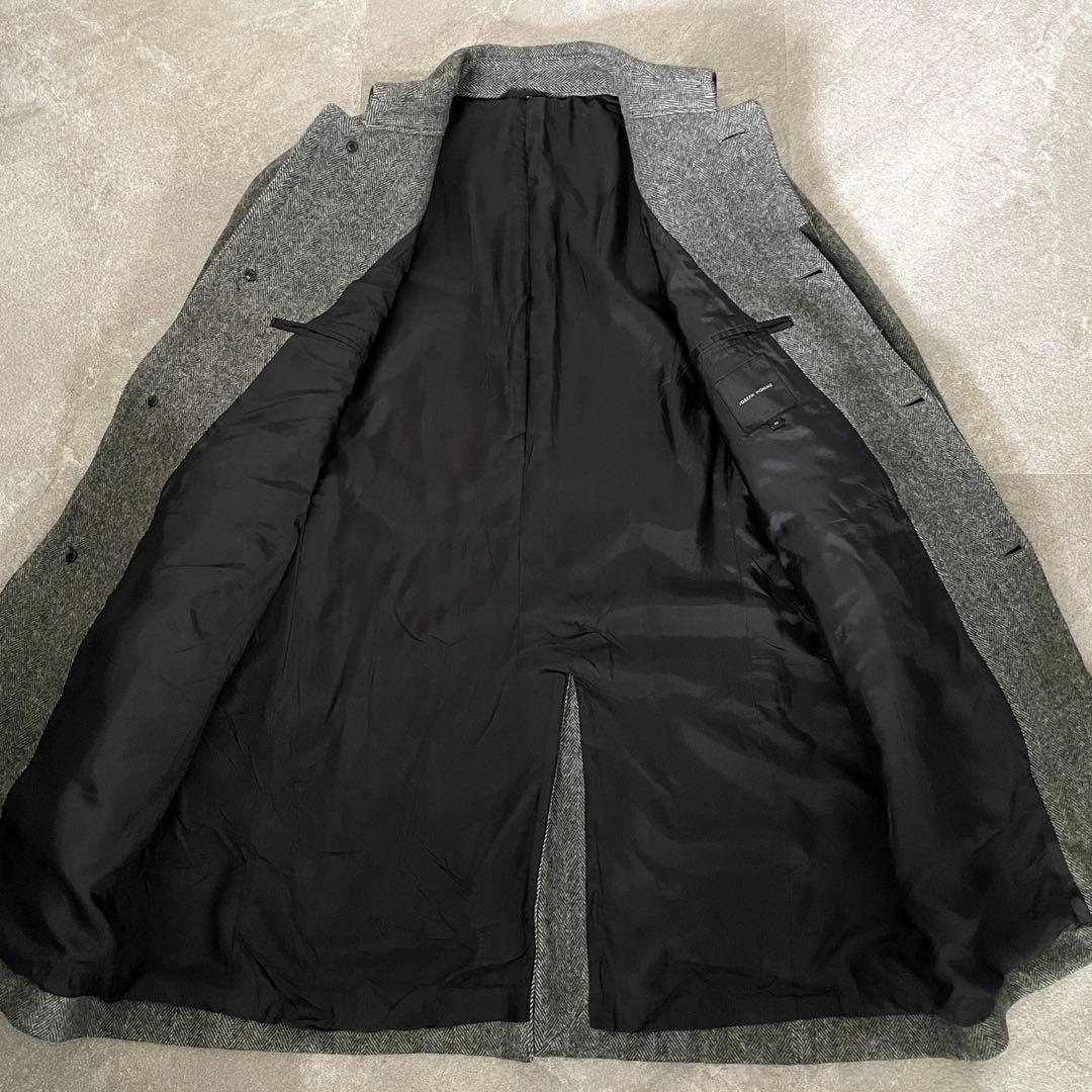 JOSEPH HOMME ヘリンボーン　ロングコート　比翼　カシミヤ混　52