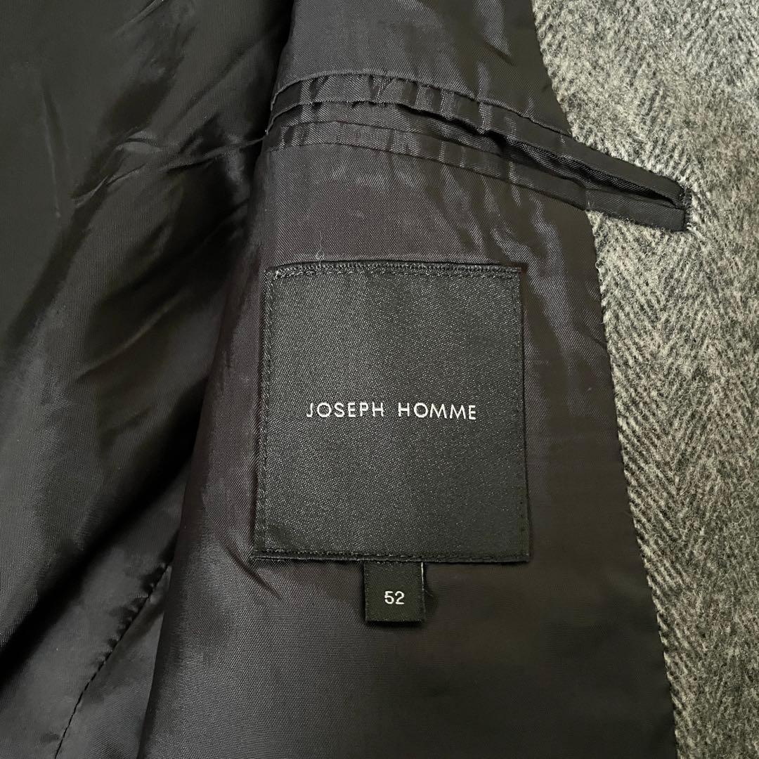 JOSEPH HOMME ヘリンボーン　ロングコート　比翼　カシミヤ混　52