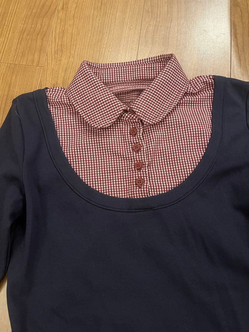 COYSEIO チェック柄ポロシャツ風レイヤードシャツ