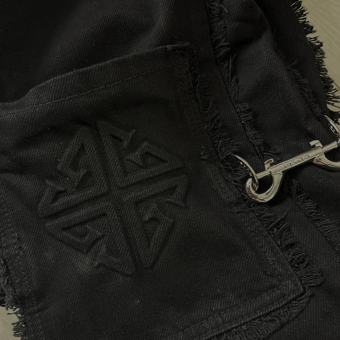 GUAPI リング付き プレミアムカーゴデニム ブラック28インチ