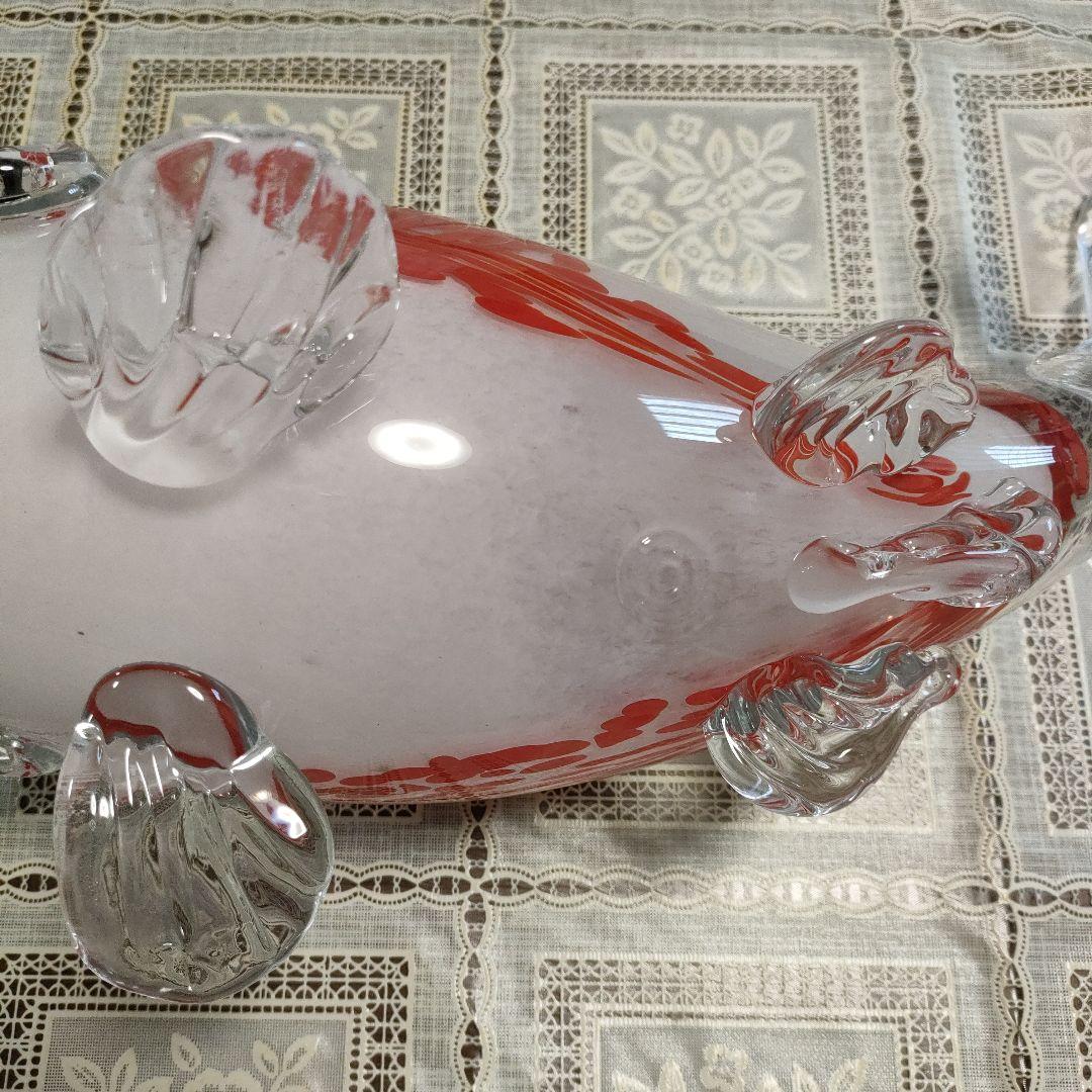 \"未使用\"　小樽北一硝子製『錦鯉』紅白