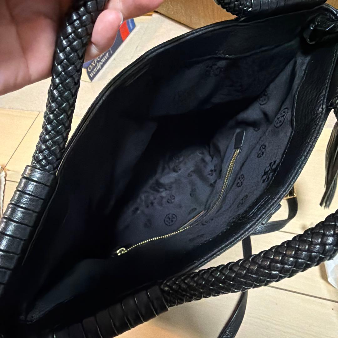 トリーバーチ/ブラックレザーショルダーバッグ 保存袋付き