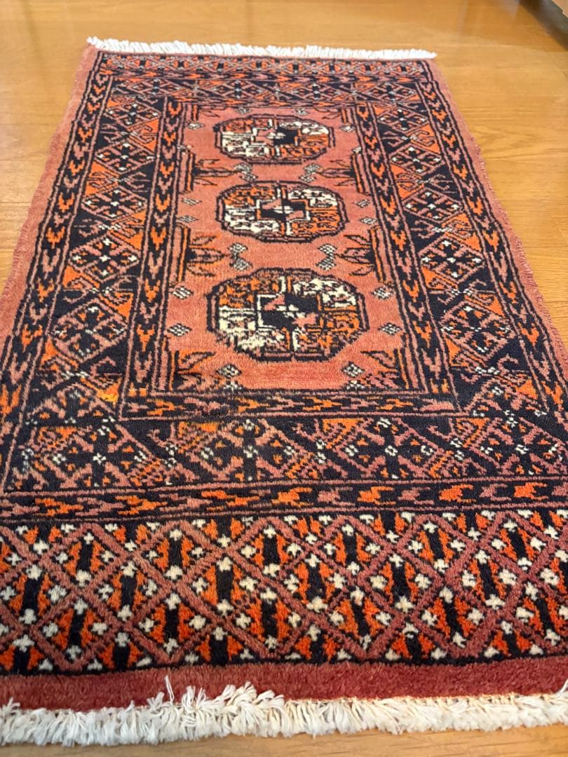 70年代　手織り絨毯　ビンテージラグ　47cmx77cm ミニ玄関マット