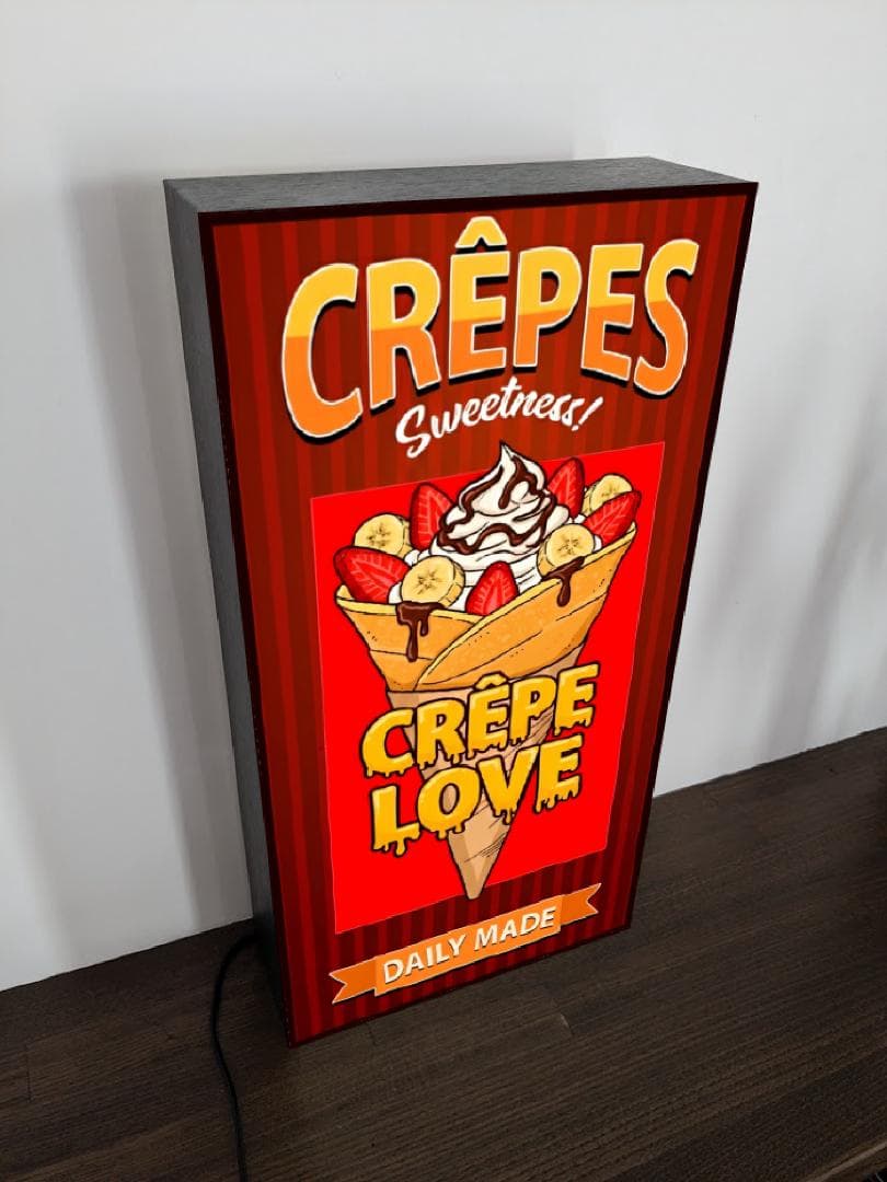 【Lサイズ】クレープ お菓子 スイーツ 看板 置物 アメリカン雑貨 ライトBOX
