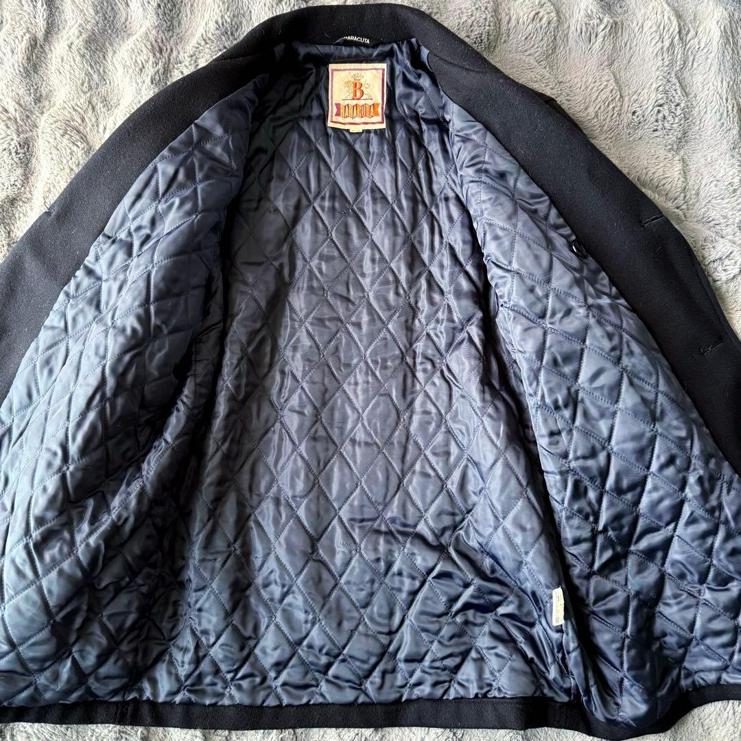 BARACUTA ウールピーコート ネイビー カシミヤ混 ネイビー XL相当