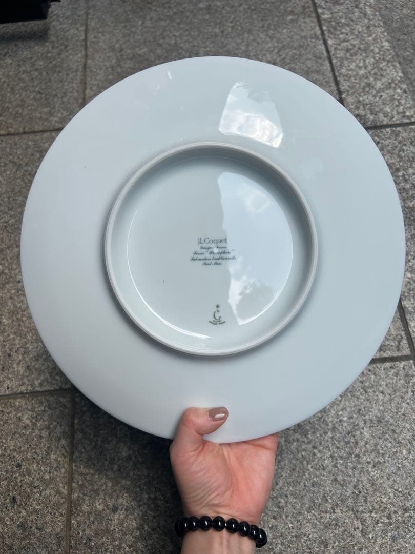 E. Couzon 白と金のストライプ皿 約30cm