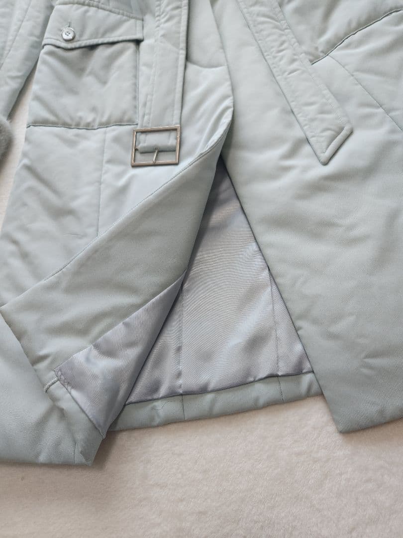 Harrods 美品 英国高級コート ミンクファー着脱可能 中綿 淡いブルー