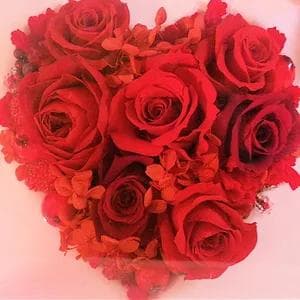 プリザーブドフラワー 赤いバラ ハートスクエア　アレンジメント