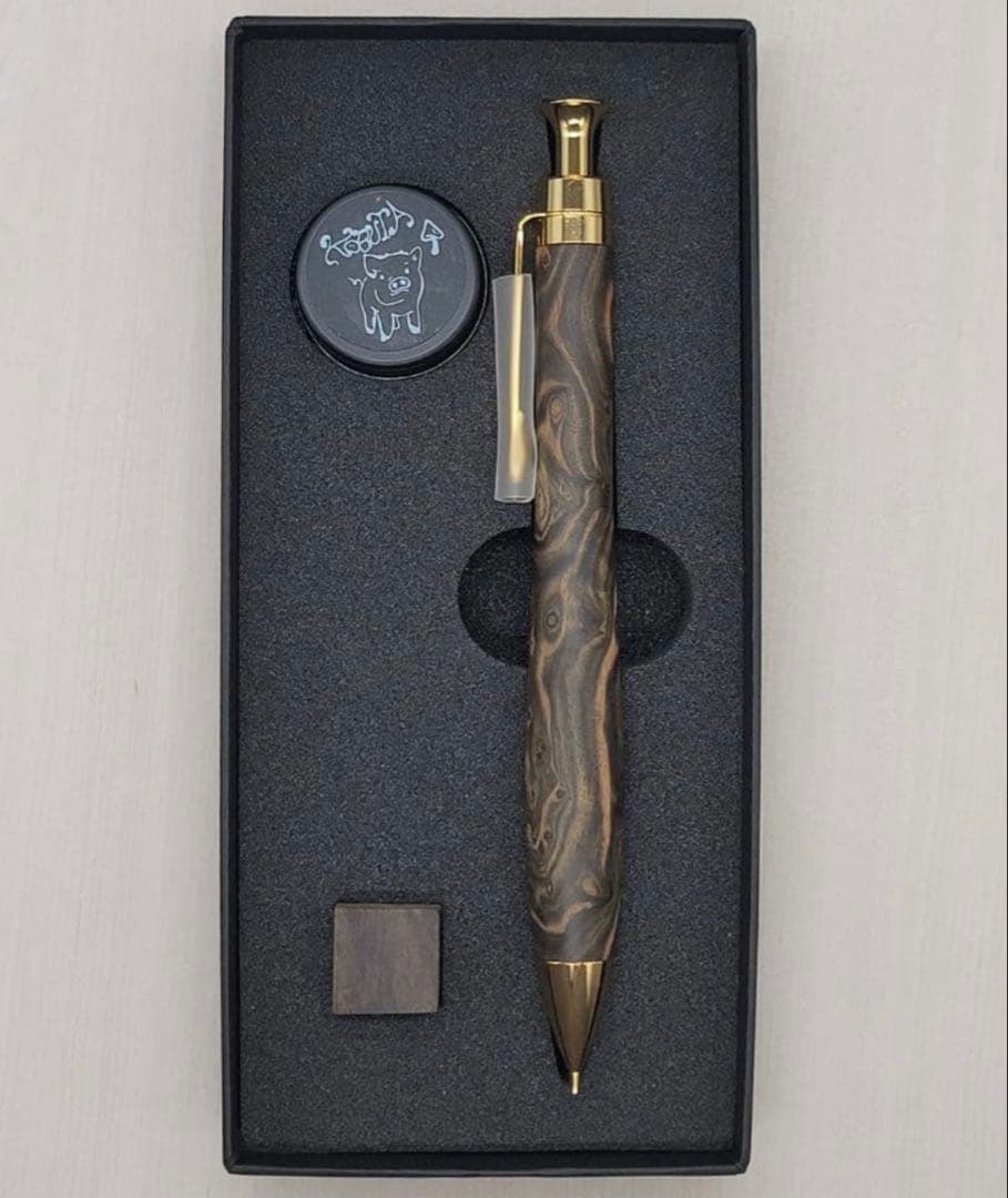 こぶた工房　黒檀瘤　極上杢　シャープペンシル0.5ミリ