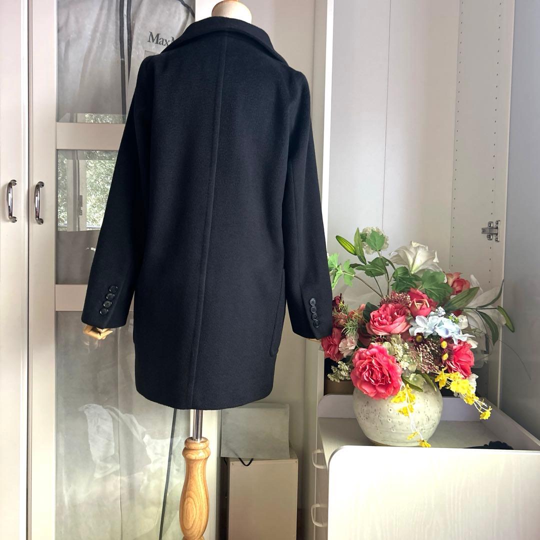 マックスマーラ 黒に近い紺色　キャメル素材100% 暖かいコート