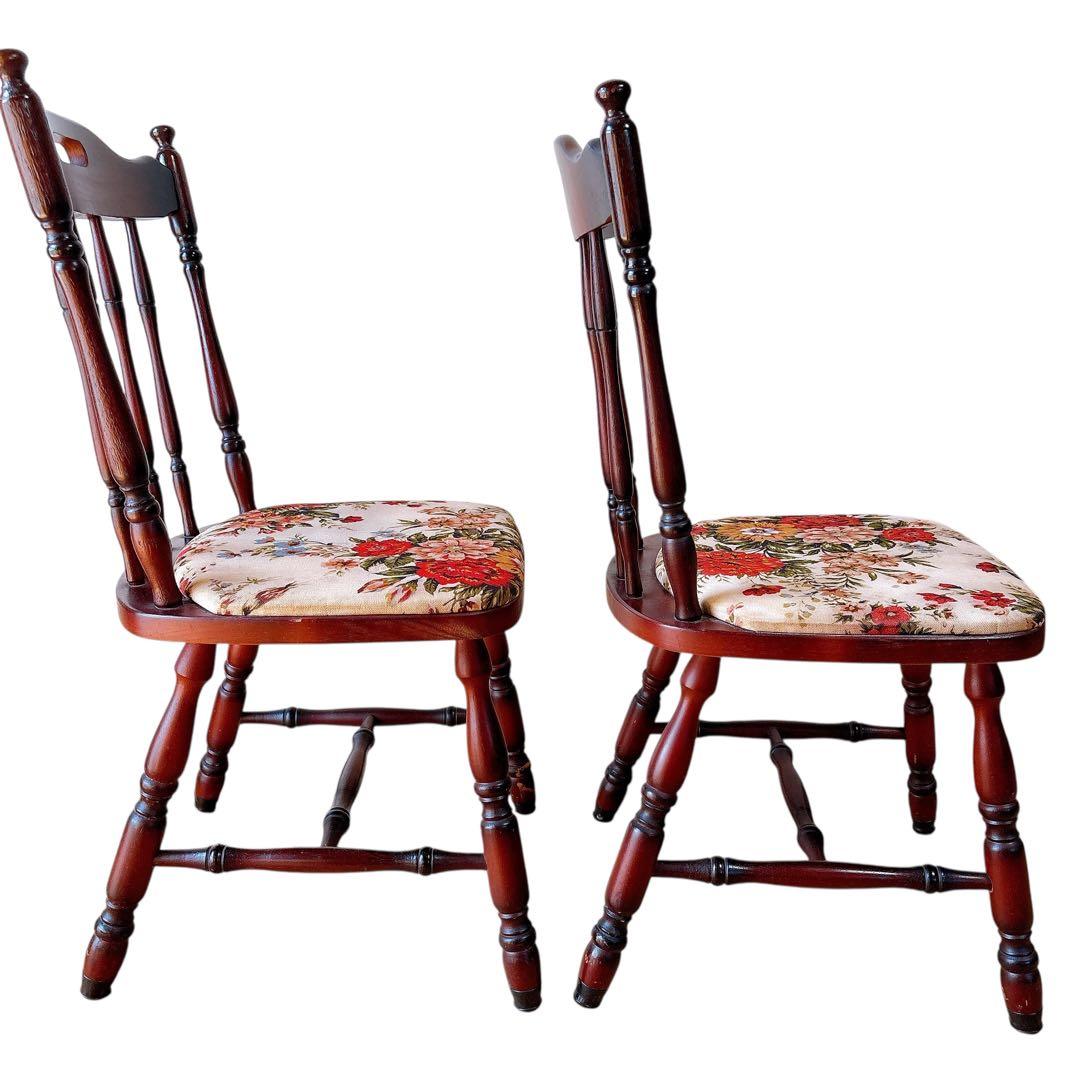 【ちひろ】② MIKIMOKU 2脚セット　椅子　花柄　ヴィンテージ　イス