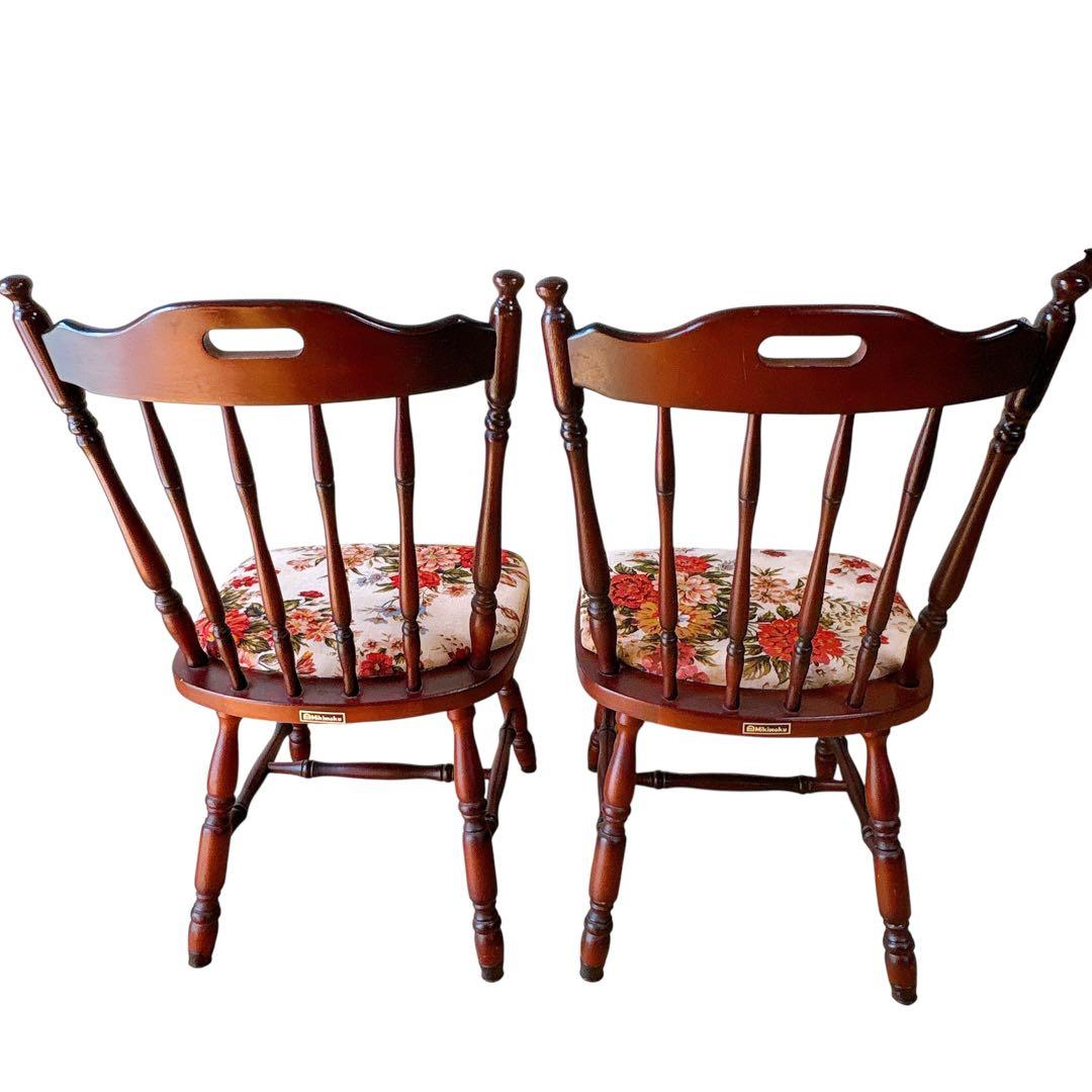 【ちひろ】② MIKIMOKU 2脚セット　椅子　花柄　ヴィンテージ　イス