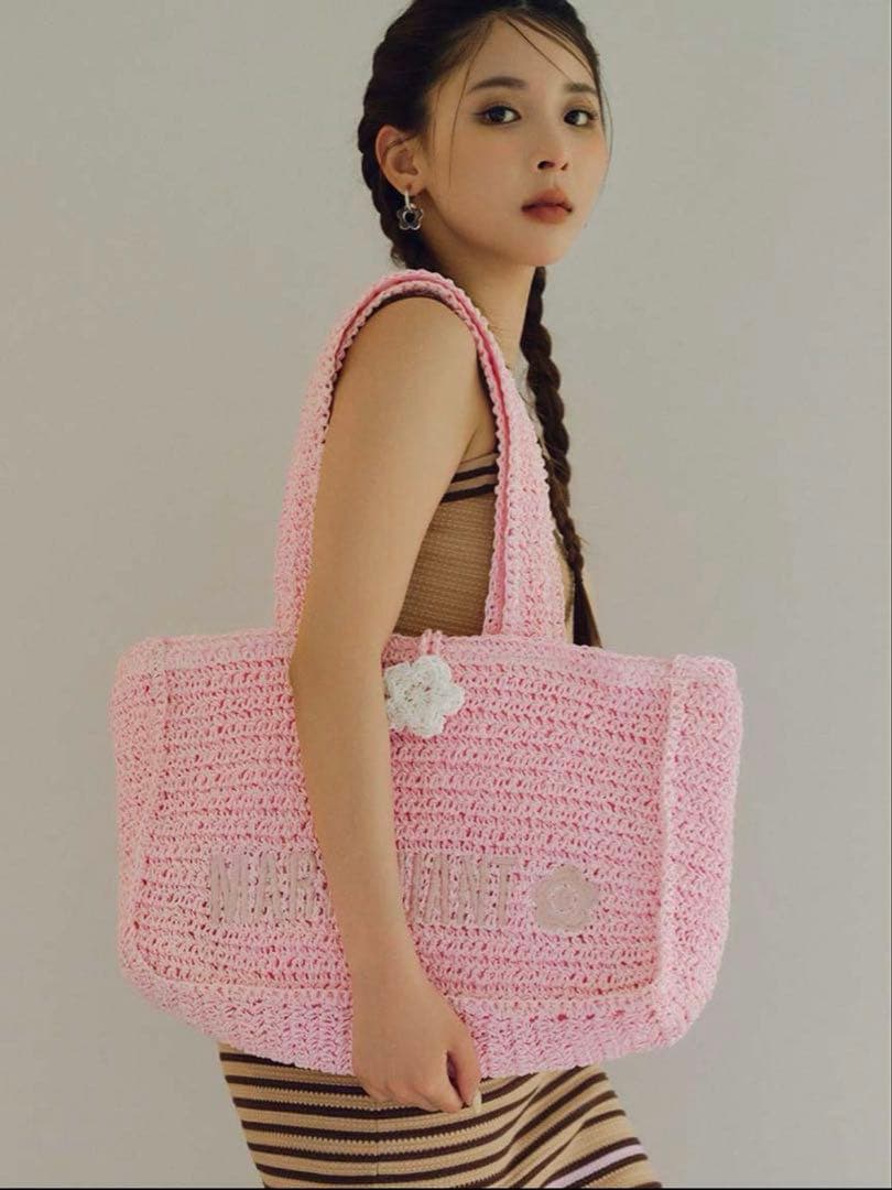 7/12まで【LILY BROWN×MARY QUANT】ロゴ入りラフィアトート