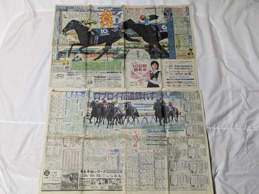 ディープインパクト　武豊　菊花賞　競走馬　写真パネル　額縁入り　スポーツ新聞付き