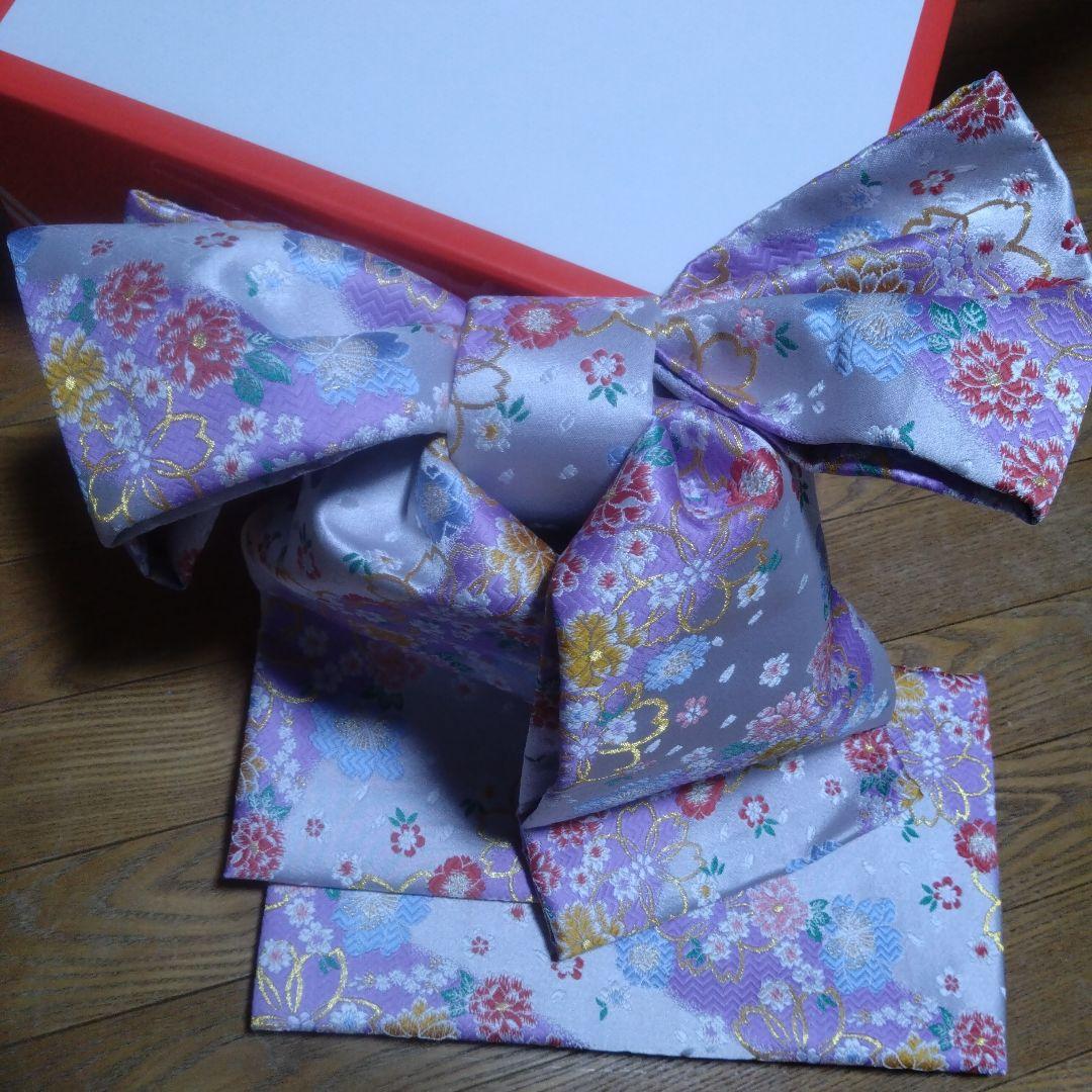 No.1未使用特大★上品銀紫グラデーション★作り帯