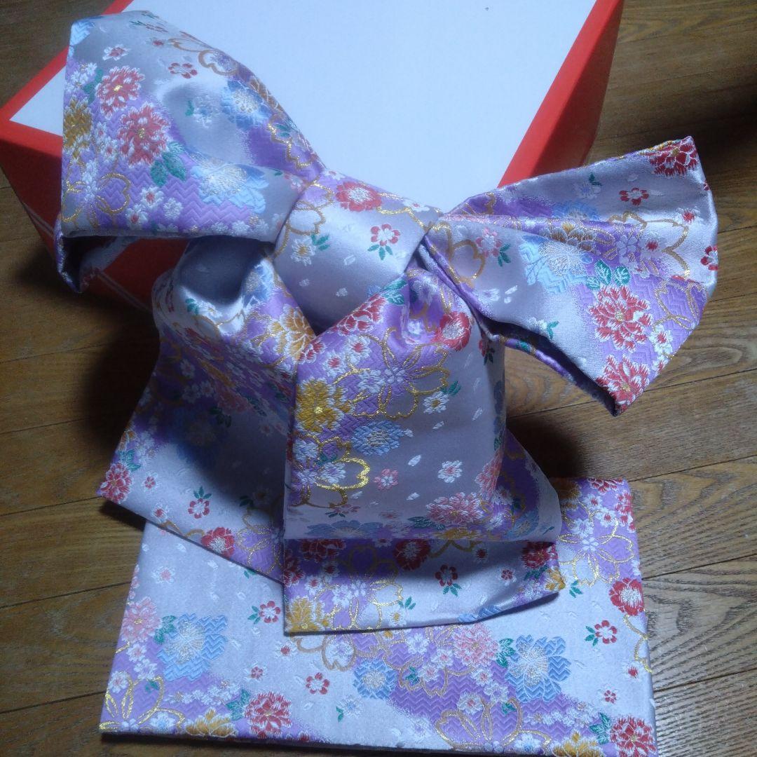 No.1未使用特大★上品銀紫グラデーション★作り帯