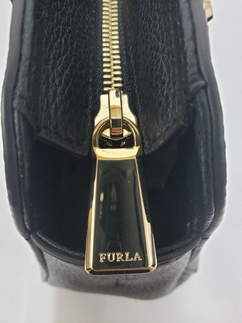 ［フルラ］2way レザーハンドバッグ　未使用品　黒　保存袋付き