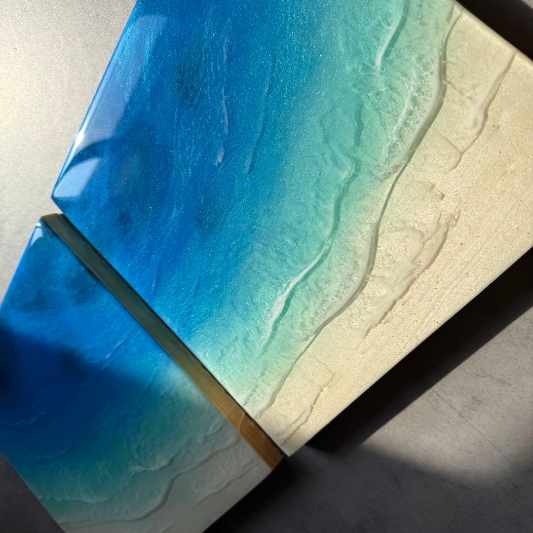 2点セット　レジンアート　海アート　エポキシレジンアート　インテリア　壁掛け