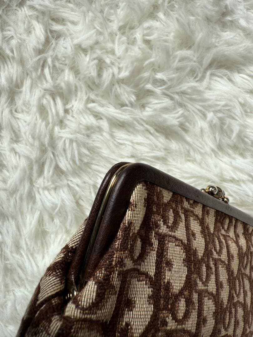 クリスチャンディオール 小銭入れ　2層　ドロッター柄　がま口　ブラウン