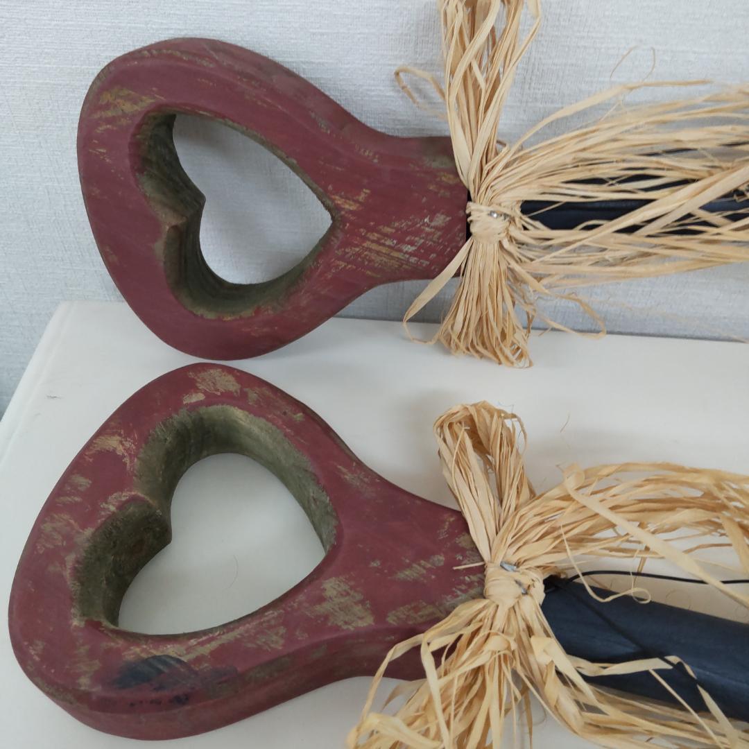 80cm+　クリスマス　重厚　木製スコップ　2点　スノーマン　カントリー　大きい