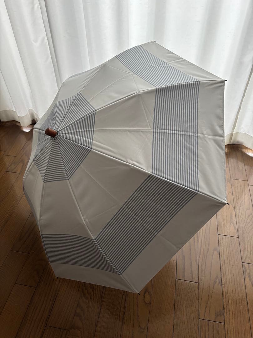 サンバリア 100 日傘 ２段折　ボーダー ブルー