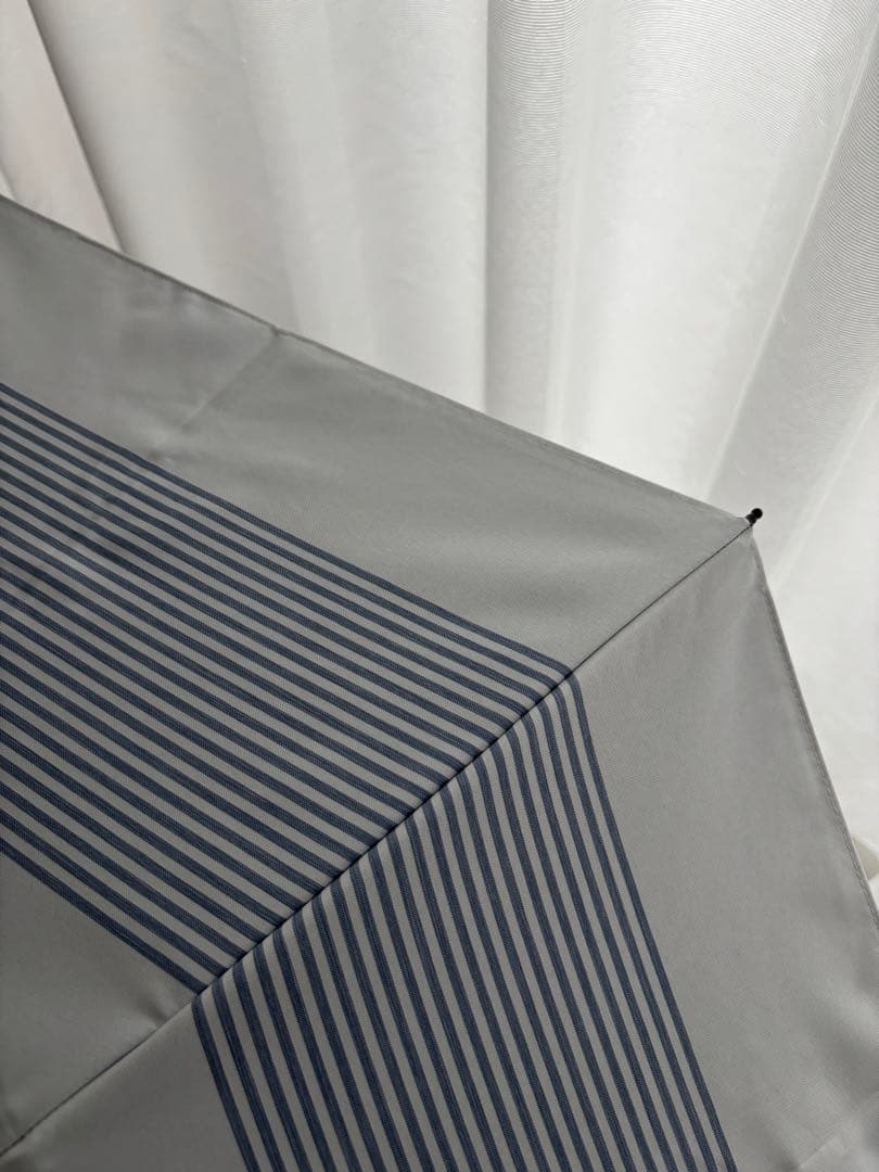 サンバリア 100 日傘 ２段折　ボーダー ブルー