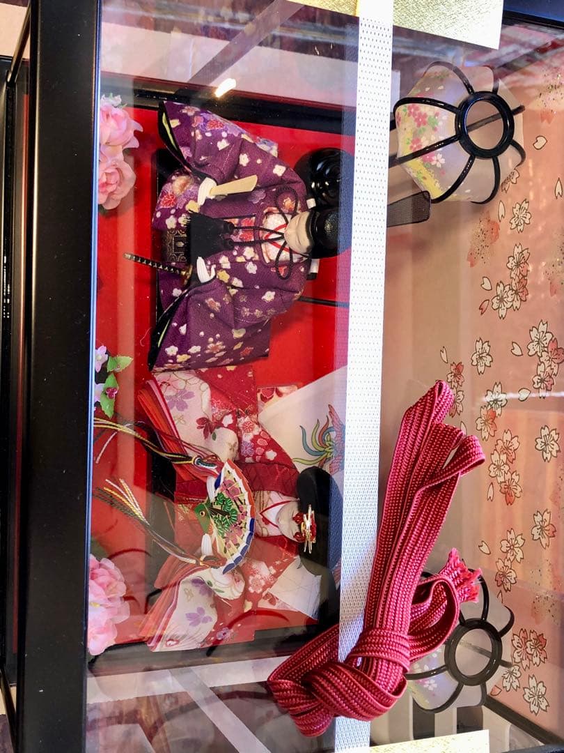 雛人形ケース飾り　ちりめん2人芥子サイズ