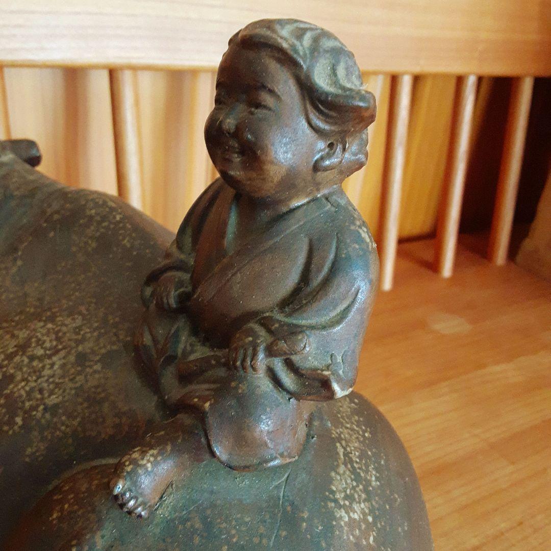 備前焼　騎牛帰家童子像　木村友敬