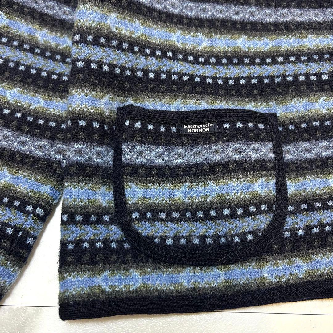 美品✨マドモアゼルノンノン ウールカーディガン ジャケット Lサイズ ネイビー