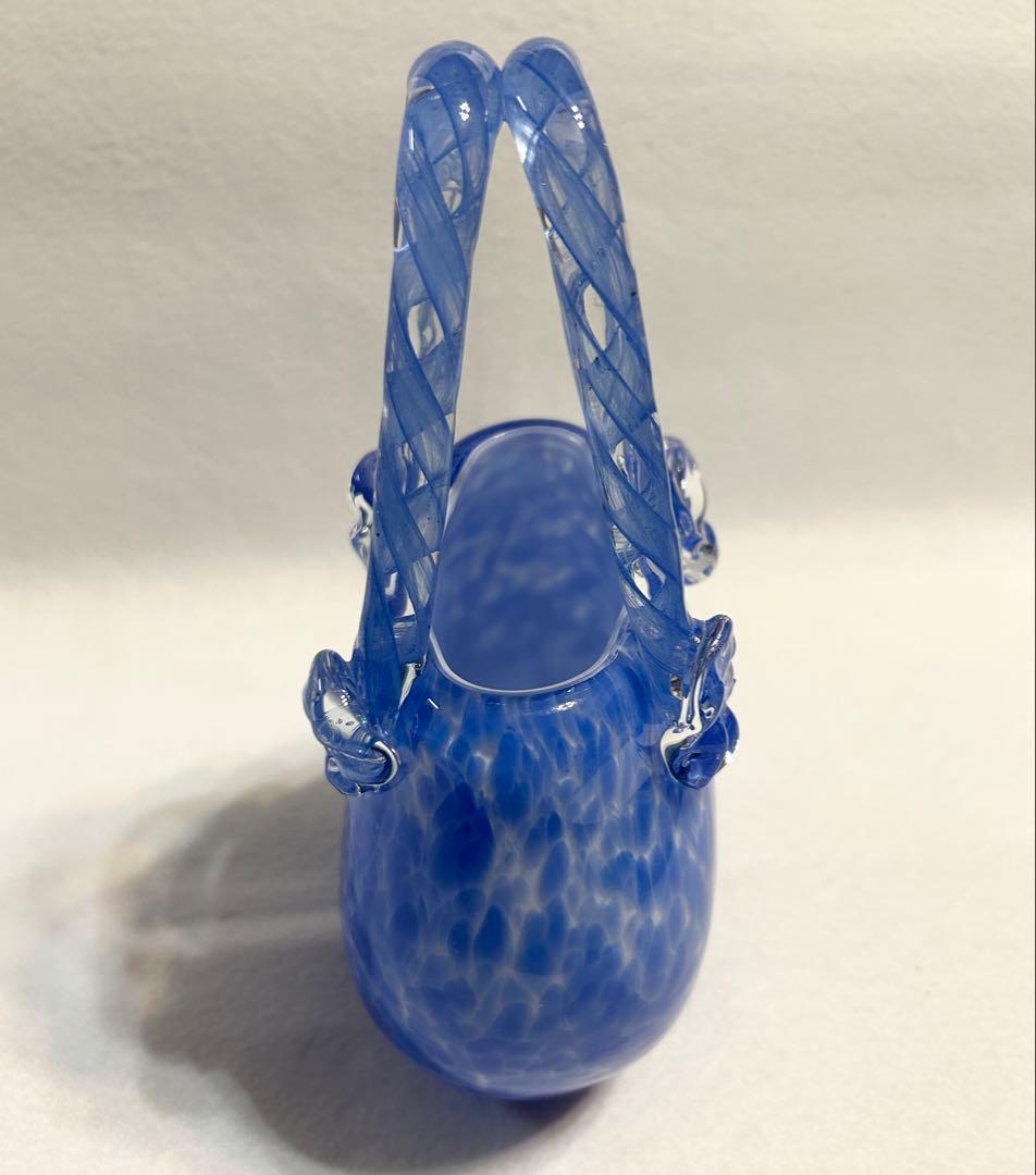 ムラーノガラス 宙吹き バッグ型オブジェ 花瓶 一輪挿し アートガラス