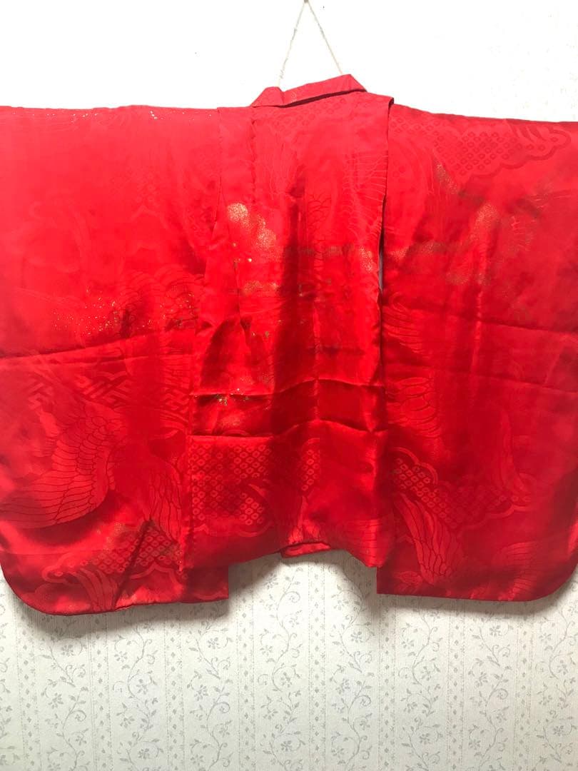 七五三3歳　女の子着物セット　正絹　アンティーク　袖付き羽織　個性的❤️